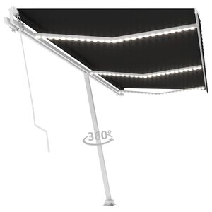 vidaXL Manuālā nojume ar saules enerģijas LED 6 x 3 m Antracīta