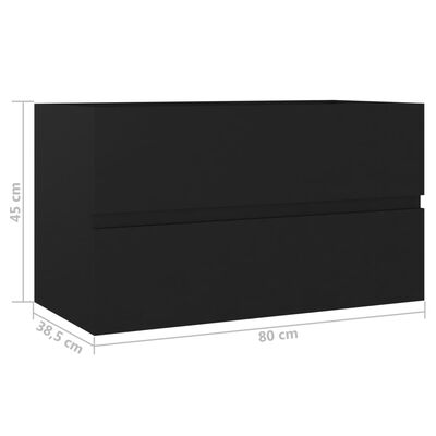 vidaXL izlietnes skapītis, melns, 80x38,5x45 cm, skaidu plāksne