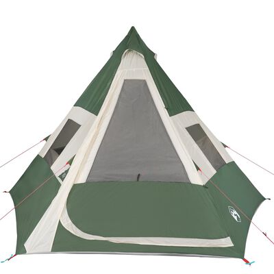 vidaXL kempinga telts, tipi, 7 personām, zaļa, ūdensnecaurlaidīga