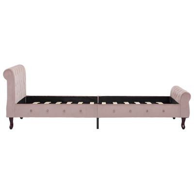 vidaXL gultas rāmis, rozā samts, 100x200 cm