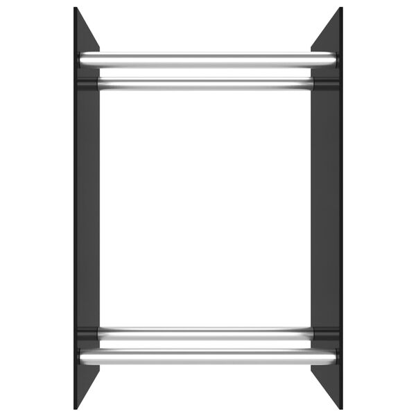 vidaXL malkas uzglabāšanas statīvs, 40x35x60 cm, melns stikls