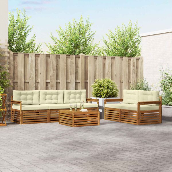 vidaXL Āra dīvānu komplekts ar spilvenu 6 pcs Dabisks un krējuma