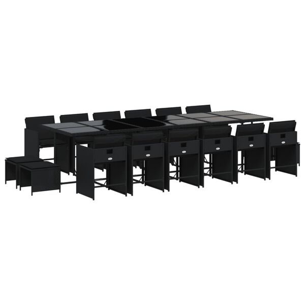 vidaXL 17-daļīgs dārza mēbeļu komplekts ar matračiem, PE rotangpalma