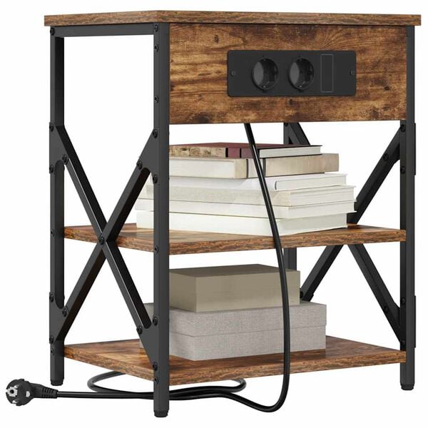 vidaXL Nakts skapītis Dūmaka ozols 41 x 31 x 51 cm Inženierijas koks