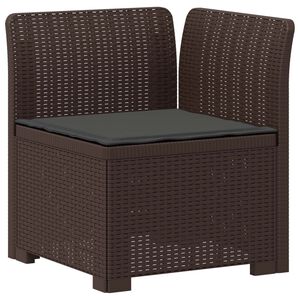 vidaXL 1-vietīgs dārzs dīvāns ar spilvenu Rattan izskatā PP Brūna