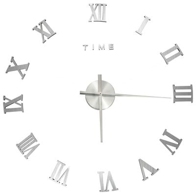 vidaXL 3D sienas pulkstenis, moderns dizains, sudrabains, 100 cm, XXL