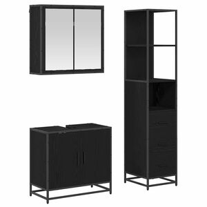 vidaXL Vannas istabas mēbeļu komplekts ar plauktu 3 pcs Melns ozolkoks