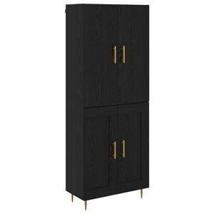 vidaXL Augstais skapītis Melns ozolkoks 69,5 x 34 x 180 cm
