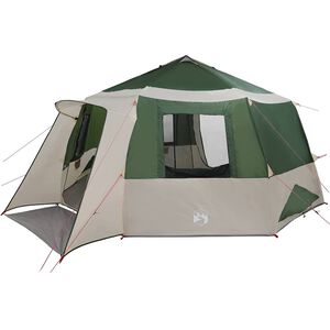 vidaXL Kempinga telts 12 personām Zaļa un pelēka 500 x 500 x 294 cm