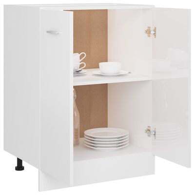 vidaXL virtuves skapītis, spīdīgi balts, 60x46x81,5 cm, skaidu plāksne