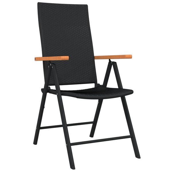 vidaXL 5-daļīgs dārza mēbeļu komplekts, melns