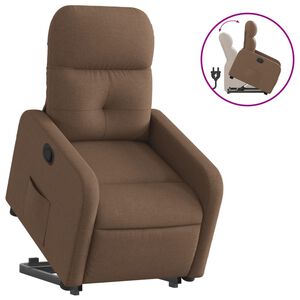 vidaXL atpūtas krēsls, paceļams, atgāžams, brūns audums