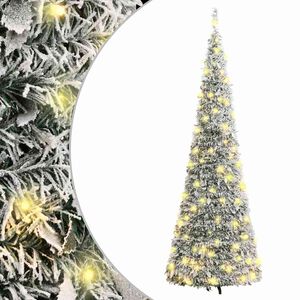 vidaXL mākslīgā Ziemassvētku egle ar sniegu, 50 LED, 120 cm