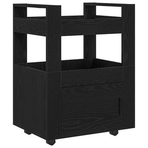 vidaXL Virtuves ratiņ&scaron; Melns ozols 60 x 45 x 80 cm Inženierijas koks