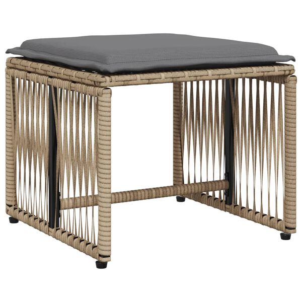 vidaXL 7-daļīgs dārza mēbeļu komplekts, matrači, bēša PE rotangpalma