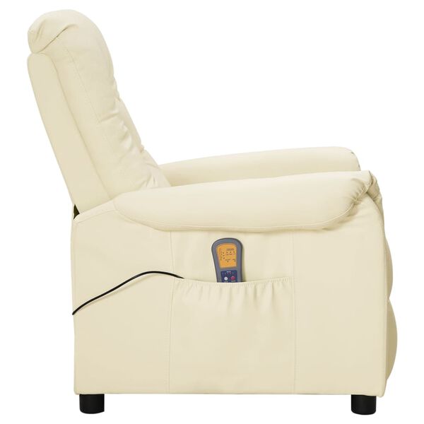 vidaXL masāžas krēsls, paceļams, krēmkrāsas mākslīgā āda