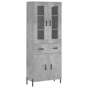 vidaXL augstais skapis, pelēks, 69,5x34x180 cm, inženierijas koks