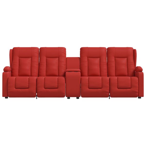 vidaXL četrvietīgs masāžas krēsls ar glāžu turētāju, vīnsarkans