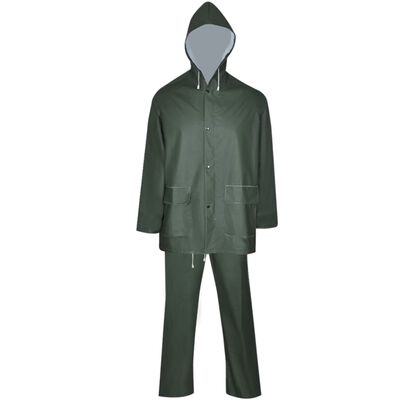 Lietus tērps, jaka un bikses, L, zaļš ūdensnecaurlaidīgs materiāls