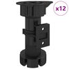 vidaXL Mēbeļu kājas Regulējams 12 gab. Melna 46 x 46 x 128 mm PP