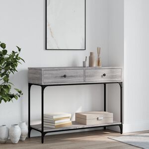 vidaXL konsoles galdiņ&scaron;, pelēcīgs, 100x34,5x75 cm, inženierijas koks