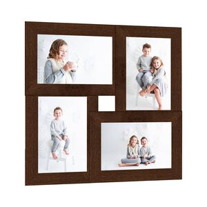 vidaXL kolāžas foto rāmis, 4x(10x15 cm) attēliem, tum&scaron;i brūns MDF