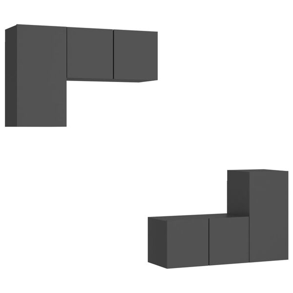 vidaXL 4-daļīgs TV skapī&scaron;u komplekts, pelēks, inženierijas koks