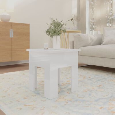 vidaXL kafijas galdiņš, spīdīgi balts, 40x40x42 cm, skaidu plāksne