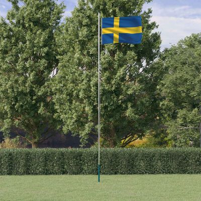 vidaXL Zviedrijas karogs un masts, 6,23 m, alumīnijs