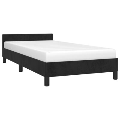 vidaXL gultas rāmis ar galvgali, melns samts, 80x200 cm