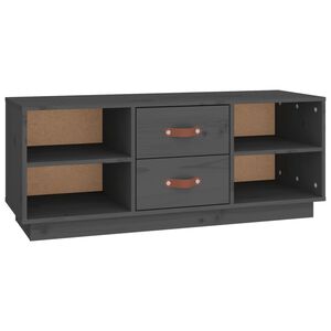 vidaXL TV skapītis, pelēks, 100x34x40 cm, priedes masīvkoks