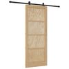 vidaXL Slīdo&scaron;ās durvis Dabiska un melna 86 x 211 cm Priedes masīvkoks