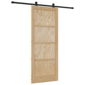 vidaXL Slīdo&scaron;ās durvis Dabiska un melna 86 x 211 cm Priedes masīvkoks