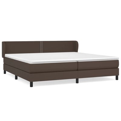 vidaXL atsperu gulta ar matraci, brūna, 200x200 cm, mākslīgā āda