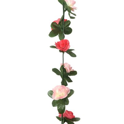 vidaXL mākslīgo ziedu vītnes, 6 gab., pavasarīgi rozā, 250 cm