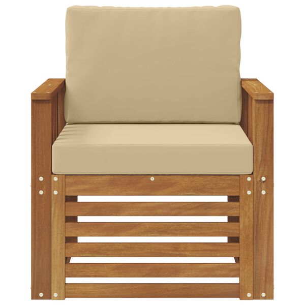 vidaXL Āra dīvānu komplekts Cieta akācijas koks un poliesters Dabiska