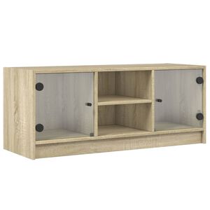 vidaXL TV skapītis ar stikla durvīm, ozola krāsa, 102x37x42 cm