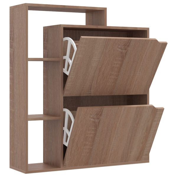 vidaXL apavu skapītis, ozolkoka krāsa, 79,5x24x90,5 cm, skaidu plāksne