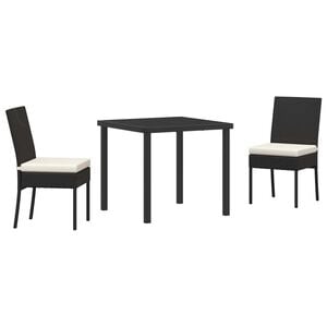 vidaXL Dārza ēdamgalds 5 pcs Melna Tērauds ar pulverkrāsas pārklājumu