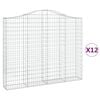 vidaXL arkveida gabiona grozi, 12gb., 200x30x160/180cm, cinkota dzelzs