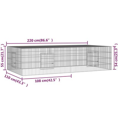 vidaXL 2-paneļu trušu būris, 220x110x55 cm, cinkota dzelzs