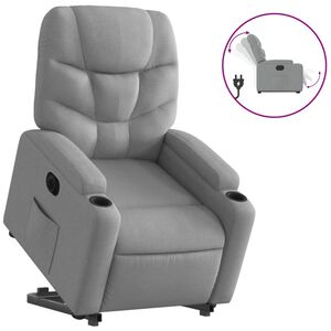 vidaXL elektrisks atpūtas krēsls paceļams/atgāžams gai&scaron;i pelēks audums
