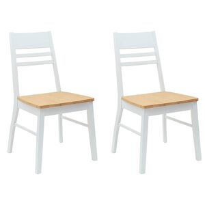 vidaXL Ēdamkrēsli 2 gab. Ciets gumijas koks Balts 43 x 54 x 89 cm