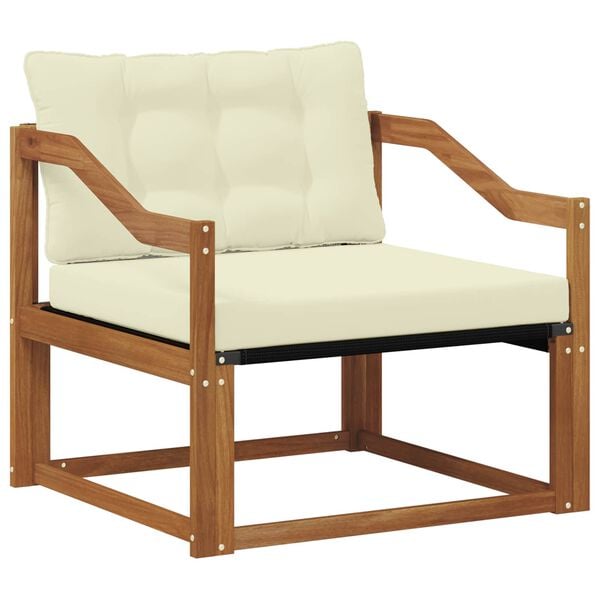 vidaXL Āra dīvānu komplekts Cieta akācijas koks un tekstilēns Dabiska