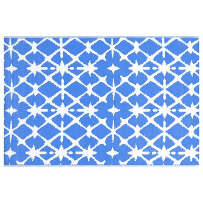 vidaXL āra paklājs, 190x290 cm, zils un balts PP