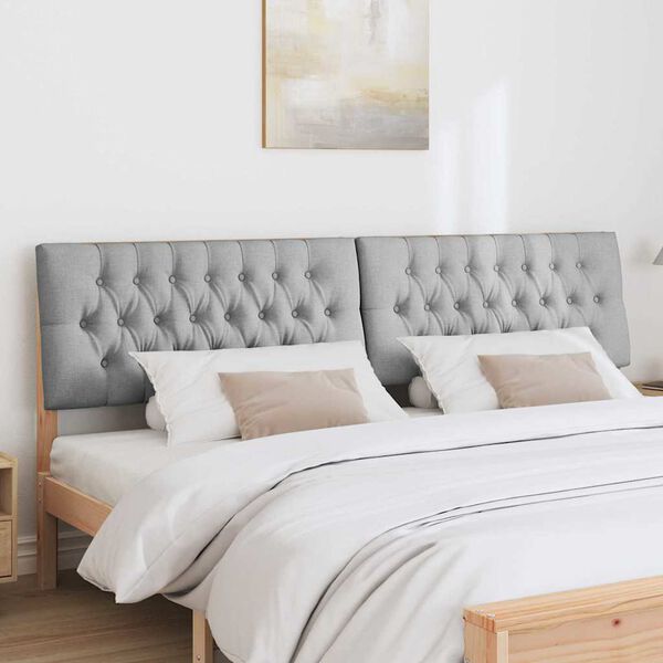 vidaXL Mīkstināts gultas galvgalis Gai&scaron;i pelēks 200 cm