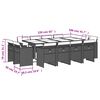 vidaXL 13-daļīgs dārza mēbeļu komplekts ar matračiem, melns PE