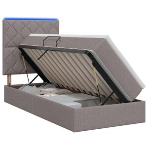 vidaXL LED uzglabā&scaron;anas gulta ar matraci Pelēkbrūna 100 x 200 cm