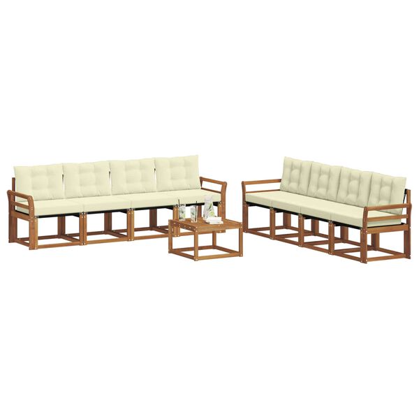 vidaXL Āra dīvānu komplekts ar spilvenu 9 pcs Dabisks un krējuma