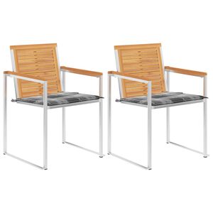 vidaXL dārza krēsli ar matračiem, 2 gab., masīvs tīkkoks, tērauds